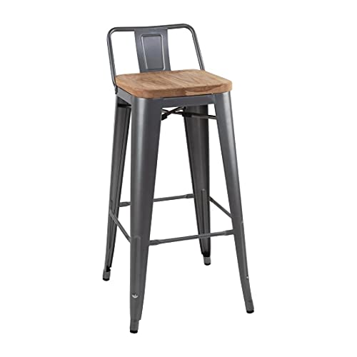 Bolero Bistro Silla Alta Bar con Asiento de Madera Gris (4... - Amazon Espagne à 184.01€