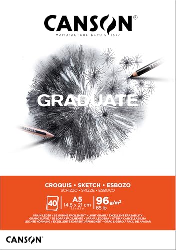 Canson Graduate Croquis Bloc Encolado A5 40H Fino 96g - Loisirs Créatifs en promo à 2.00€