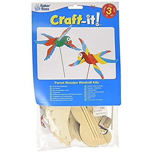 Baker Ross FE128 Parrot Wooden Windmill Kits - Pack of 3... - Jouets & Jeux en promo à 5.99€