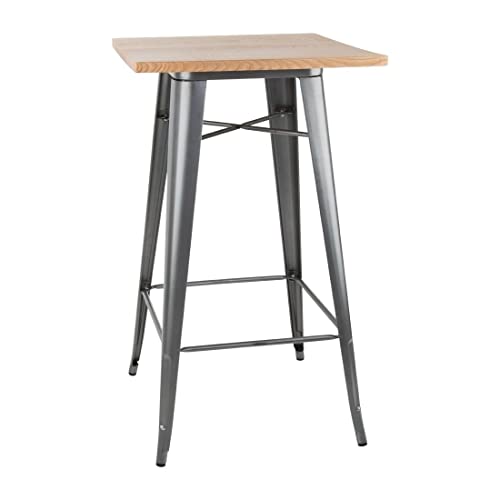 Bolero Bistro Bartisch mit Holzplatte grau - Maison & Cuisine en promo à 155.82€