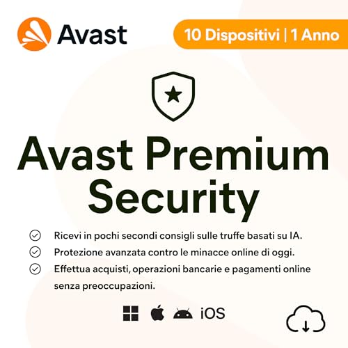 Avast Premium Security 2026 | Antivirus 10 Dispositivi | 1... en promo à 39,99€ (-0%) sur Amazon IT