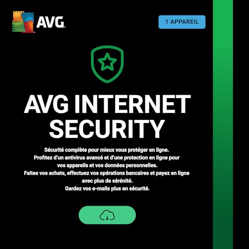 AVG Internet Security 2026 | 1 appareil |Antivirus| 1 An |... - Sports & Fitness Amazon France à 13.99€