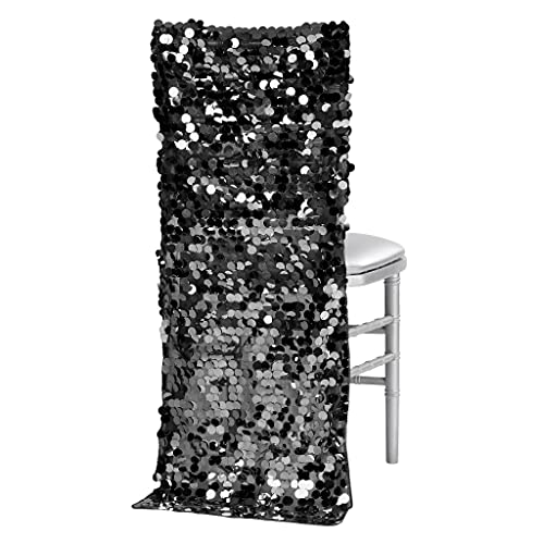 Sequin Chiavari Chair Back Cover - 38cm | Black | 1 Pc. - Nouvelle promo Amazon à 3.76€
