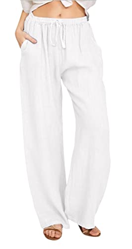 CHARTOU - Pantalones Palazzo de Lino y algodón Sueltos con... - Home & Kitchen Amazon Spain à 24.54€