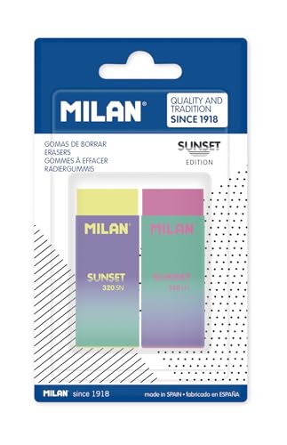 MILAN Blister de 2 gommes nata® 320, édition Sunset en promo à 2,99€ (-53%) sur Amazon FR