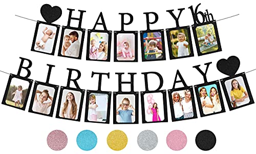 Sweet 16 Birthday Decorations Photo Banner in Black... - Home & Kitchen Amazon Germany à 7.54€