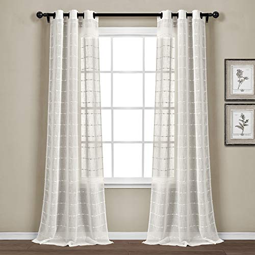 Lush Decor Farmhouse Textured Grommet Sheer Window Curtain... - Home & Kitchen Amazon UK à 14.70€