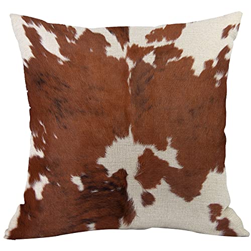 CANSEGO Cowhide Pillow Covers Cases Leopard Cow Brown Fur... - Maison & Cuisine en promo à 1.00€