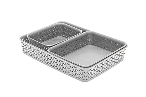 Curver My Style Rattan Effect Set of 3 Office Rectangular... - Maison & Cuisine Amazon Royaume-Uni à 12.11€