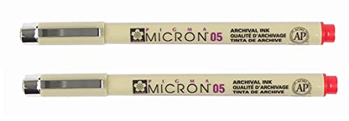 SAKURA Pigma Micron 05 Lot de 2 stylos à pointe fine Rouge... - Loisirs Créatifs Amazon France à 18.41€