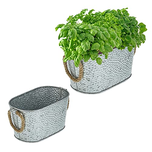 Relaxdays 2x Zink Planters in 2 Sizes, Oval Flower Tubs... - Garden & Outdoor Amazon UK à 24.88€