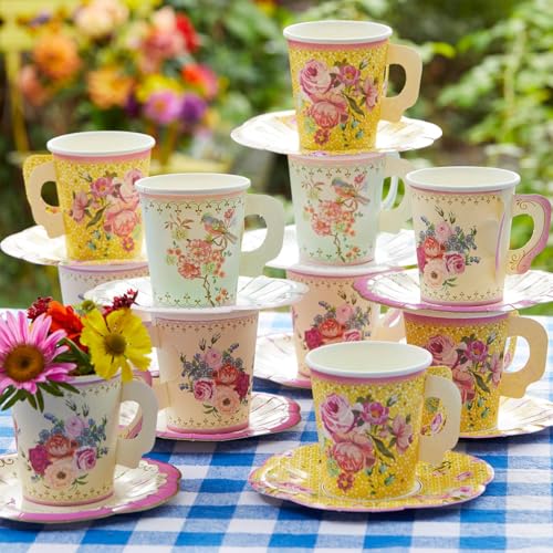 Talking Tables Pack of 24 Vintage Floral Cup & Saucer... - Maison & Cuisine Amazon Royaume-Uni à 13.14€