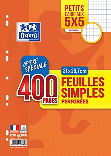 Oxford 400153642 - Fogli singoli A4 perforati, 90 g... - Amazon Italie à 10.90€
