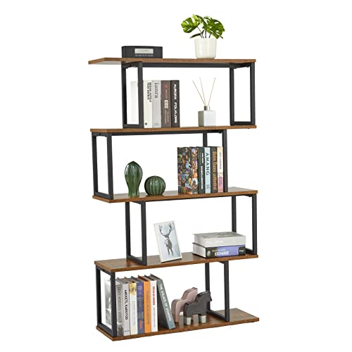 Mondeer Bookcase, 5-Tier S Shaped Bookshelf, Storage... - Maison & Cuisine en promo à 28.99€