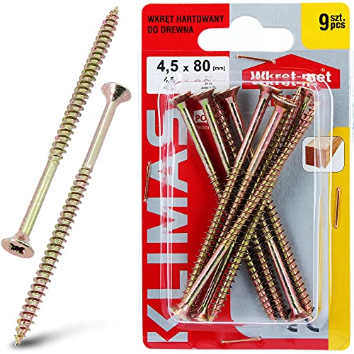 KLIMAS® Lot de 9 vis à bois trempées, à tête fraisée pour... - Bricolage & Outils Amazon France à 1.63€