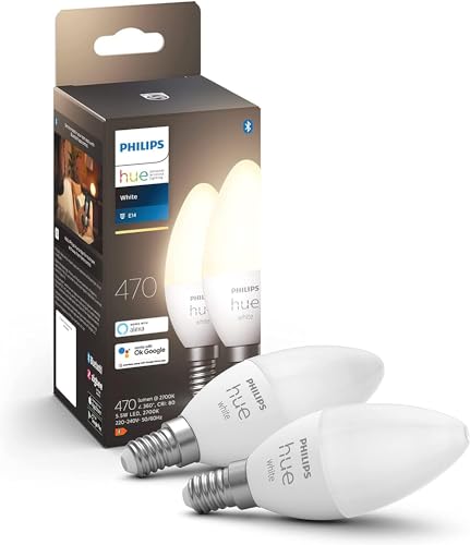 Philips Hue New White Smart Light Bulb Candle 2 Pack [E14... - Maison & Cuisine Amazon Royaume-Uni à 29.00€