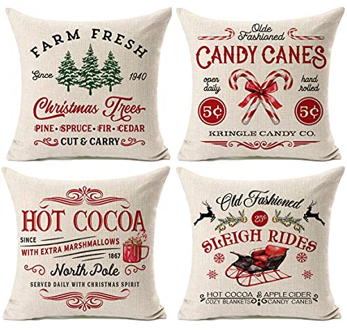 Kithomer Lot de 4 Housses de Coussin rustiques de Noël de... - Maison & Cuisine Amazon France à 12.69€