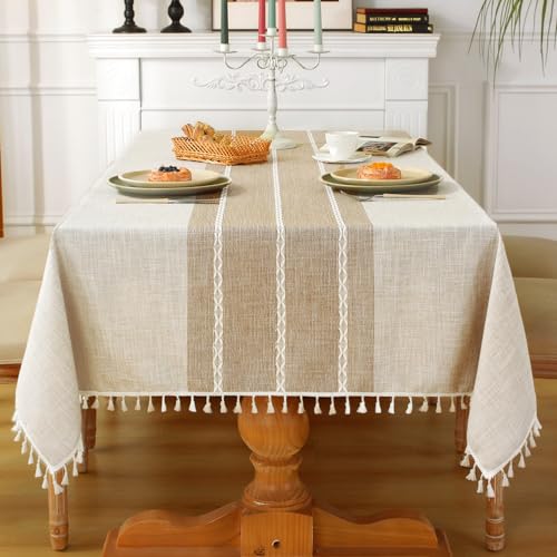 Laolitou Rustic Tablecloth Cotton Linen Waterproof... - Maison & Cuisine Amazon Royaume-Uni à 28.19€