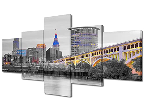 Cleveland Skyline Canvas Wall Art Night City Skyline... - Maison & Cuisine Amazon France à 59.64€
