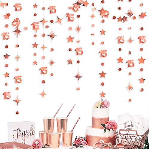 Decorazioni per il 15° compleanno in oro rosa, numero 15... - Amazon Italy à 7.42€