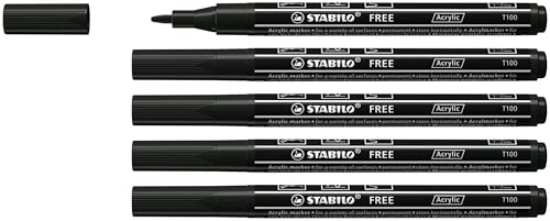 STABILO FREE - Acrylic Marker - ARTY - T100 Round Tip 1-2mm... - Amazon Royaume-Uni à 4.15€