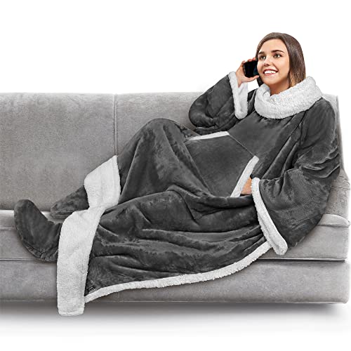 PAVILIA Fleecedecke mit Ärmeln und Fußtaschen für Damen und... - Maison & Cuisine en promo à 34.40€