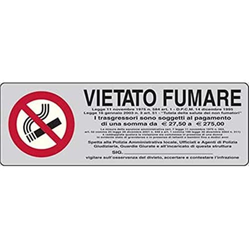 TARGA SEGNALETICA ADESIVA VIETATO FUMARE VINILE CM 15X5 - Fournitures Bureau Amazon Italie à 1.50€