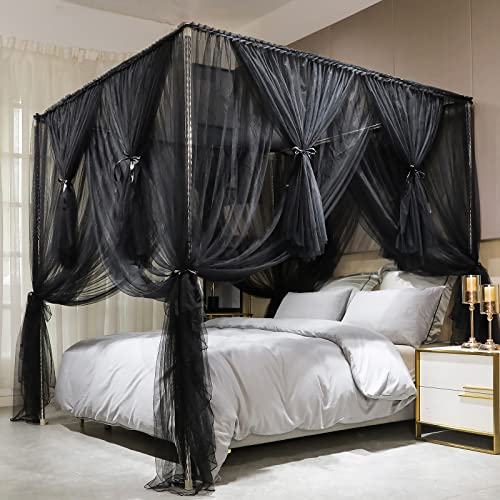 Joyreap 4 Corners Post Canopy Bed Curtain Black- Royal... - Maison & Cuisine Amazon Royaume-Uni à 22.15€