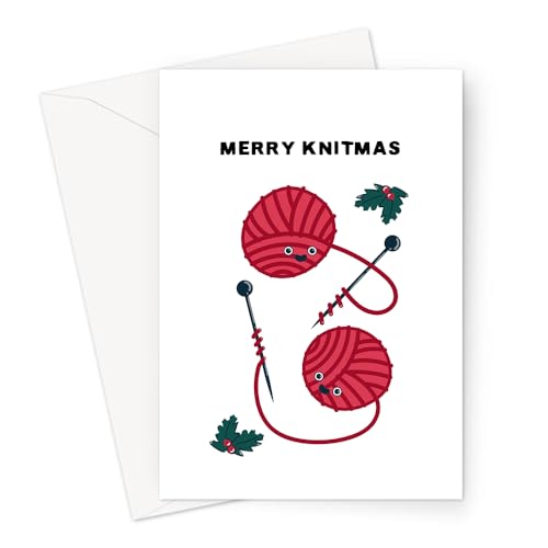 Merry Knitmas Greeting Card | Funny Knitting Pun Christmas... - Sports & Fitness Amazon Royaume-Uni à 1.50€
