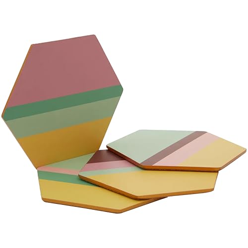 Premier Housewares Hexagonal Design Set Of 4 Miami Stripe... - Maison & Cuisine Amazon Royaume-Uni à 6.02€