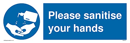 Please sanitise your hands Sign - 300x100mm - L31 - Home & Kitchen Amazon UK à 4.31€