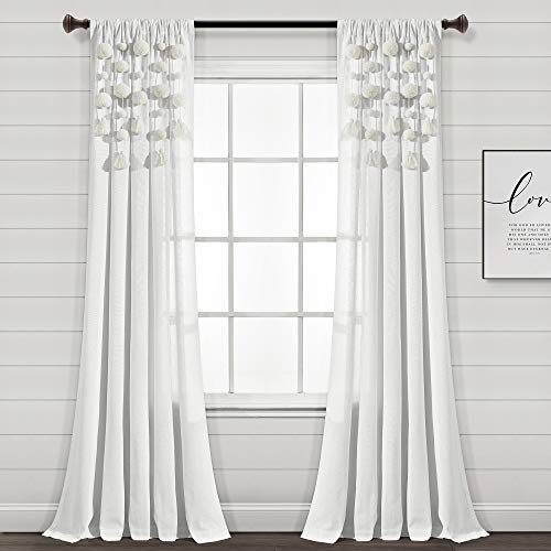 Lush Decor Boho Pom Tassel Linen Window Curtain (Single... - Home & Kitchen Amazon UK à 38.17€