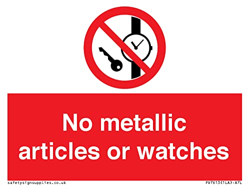 No metallic articles or watches Sign - 100x75mm - A7L - Maison & Cuisine en promo à 1.61€