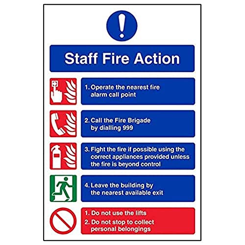V Safety Fire Action - Staff Fire Action 999-150 X 200mm - Maison & Cuisine Amazon Royaume-Uni à 2.57€
