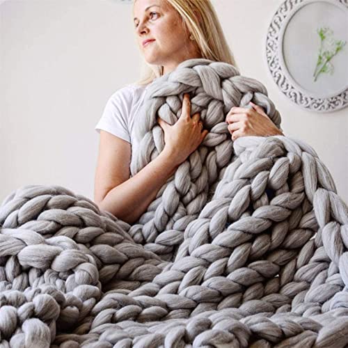 Riyueyi Manta De Punto Hecha A Mano ​100% Lana Merino Thick... - Maison & Cuisine Amazon Espagne à 26.88€