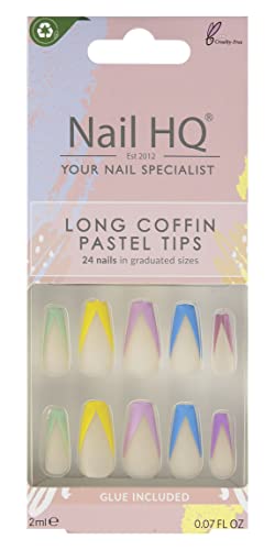 NAIL HQ Long Coffin Pastel Tips Nails - Beauty & Fragrances Amazon UK à 2.46€
