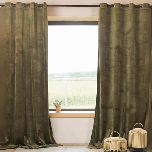QABANE - Rideau en Velours Feutré Uni - Velours Doux Épais... - Maison & Cuisine Amazon France à 28.25€