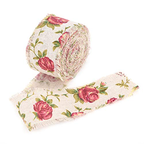 Rose Fiore Tela Nastro Rotolo, Vintage Juta Stampato Fiori... - Maison & Cuisine Amazon Italie à 3.59€