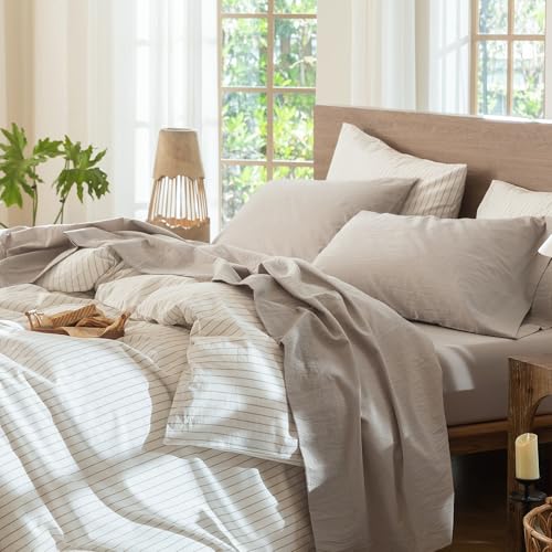 MOOMEE Set di biancheria da letto 100% cotone lavato, lino... - Vente Flash Amazon -80%