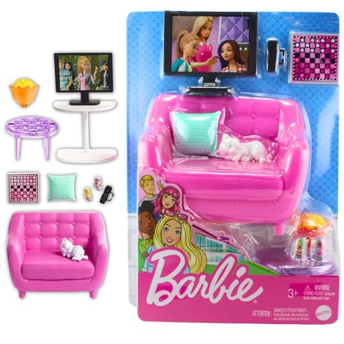Barbie Indoor Furniture Playset, Living Room Includes... - Jouets & Jeux Amazon Royaume-Uni à 21.99€