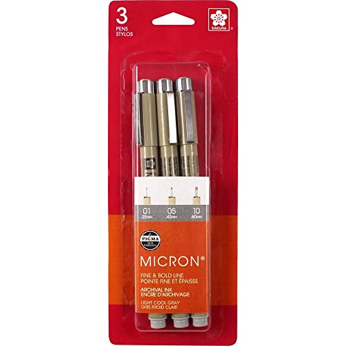 SAKURA PIGMA Micron Set (3) Gris Claro Gris - Loisirs Créatifs Amazon Espagne à 34.99€