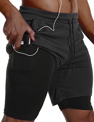 JWJ Mens 2 in 1 Running Shorts Quick Dry Gym Athletic... - Sports & Fitness Amazon UK à 11.57€