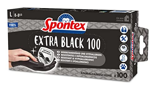 Spontex Extra Black Lot de 100 gants jetables en vinyle... - Maison & Cuisine en promo à 9.10€