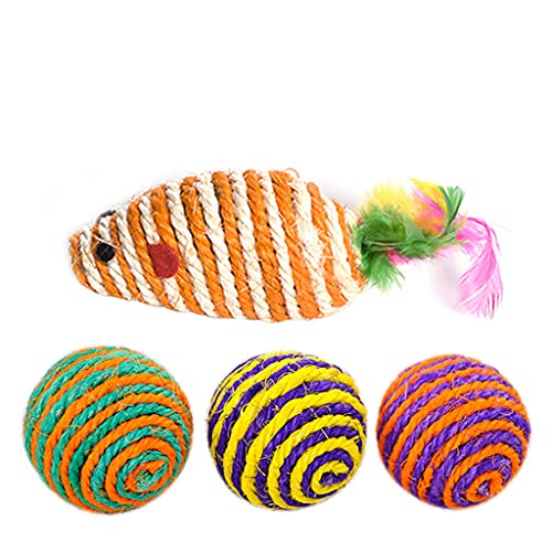 Katzenspielzeug, niedliche Sisal-Mäuse mit bunten Federn... - Animalerie Amazon Allemagne à 0.99€