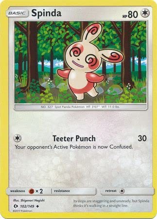 Pokemon Single Card SPINDA 102/149 SUN & MOON Base - Auto & Moto Amazon Royaume-Uni à 1.95€