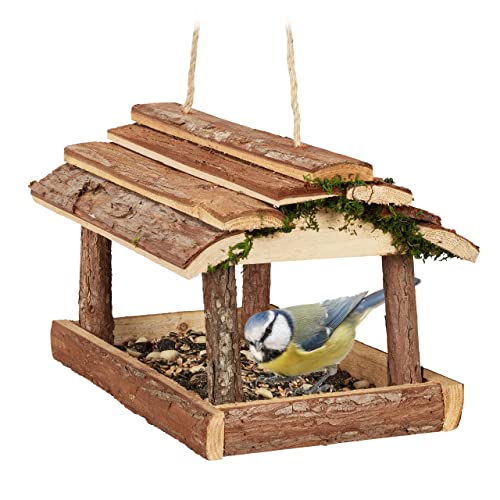 Relaxdays Hanging Bird Table, with Tree Bark and Moss... - Home & Kitchen Amazon UK à 30.86€