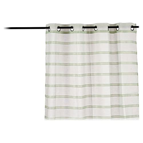 Cortina Visillo Rayas Verde Poliéster (140 x 260 cm) - Bricolage & Outils en promo à 7.35€