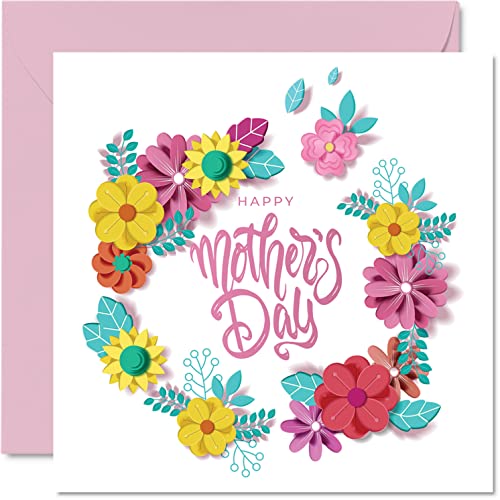 Mother's Day Card for Mum, Contemporary Floral Happy... - Jardin & Extérieur Amazon Royaume-Uni à 2.25€