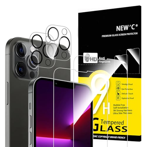 NEW'C Lot de 4, 2 x Verre Trempé pour iPhone 13 Pro et 2 x... en promo sur Amazon