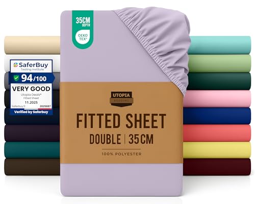 Utopia Bedding Fitted Sheet Double, Lavender - Deep Pocket... - Maison & Cuisine en promo à 8.42€
